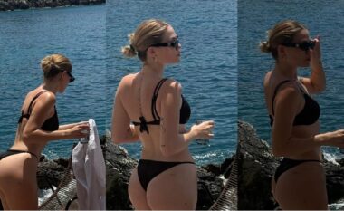 Keisi Medini tregon format trupore në bikini të zeza gjatë pushimeve