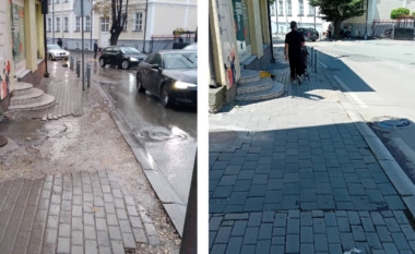 U raportua për dëmtim të trotuarit, komuna e Prishtinës e rregullon atë