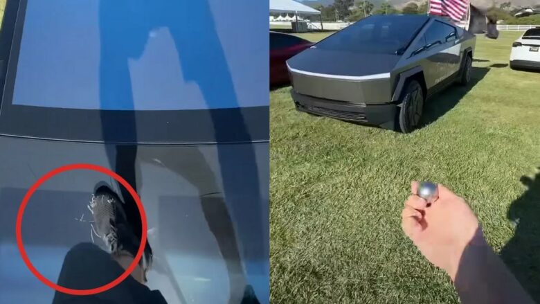 Një tifoz i Tesla-s ngjitet në Cybertruck për të treguar se “sa i fortë është” – por aksidentalisht plas xhamin e përparmë