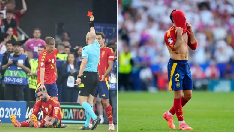 Çfarë thonë rregullat e UEFA-s për Carvajal që do të përballet me Anglinë në finalen e Euro 2024 pas kartonit të kuq në çerekfinale