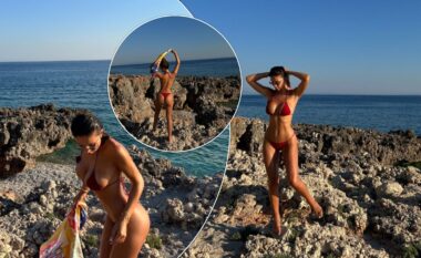 Oriola Marashi publikon fotografi mahnitëse në bikini të kuqe, ekspozon figurën tejet joshëse
