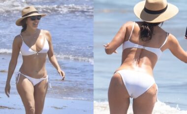 Eva Longoria befason me linjat e tonifikuara në bikini, ndërsa shijon një ditë plazhi