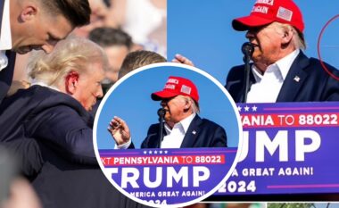 Fotografia që tregon se si plumbi fluturon pak centimetra larg kokës së Trumpit