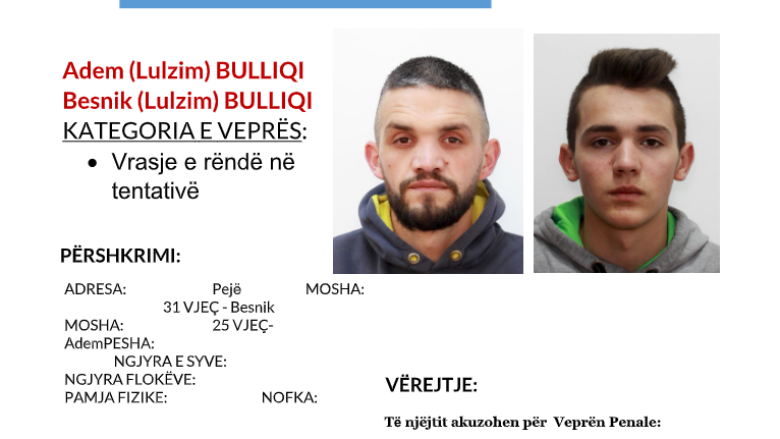 Ishin në kërkim nga policia, arrestohen dy vëllezërit Bulliqi nga Peja