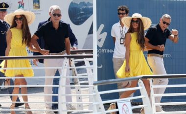 George Clooney dhe gruaja e tij Amal “shkëlqejnë” me prezencën e tyre pas mbërritjes në Venecia