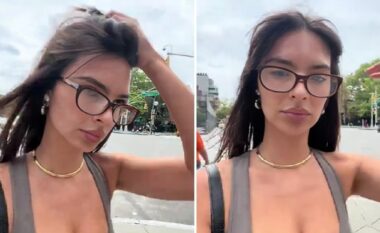 Emily Ratajkowski po ecte rrugës, teksa një burrë duke kaluar i thotë “Vish një bluzë vajzë”