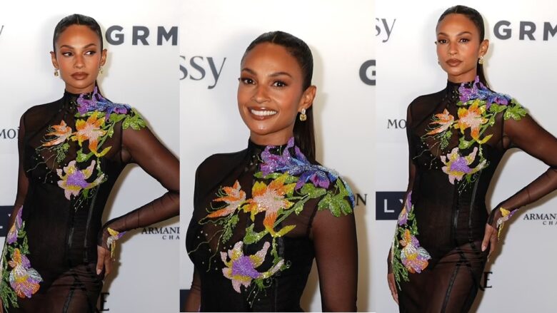 Alesha Dixon mahnit me një fustan elegant me lule, teksa merr pjesë në GRM Gala