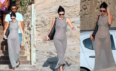 Kendall Jenner duket elegante me një fustan të tejdukshëm, ndërsa shijon një arratisje relaksuese në Formentera