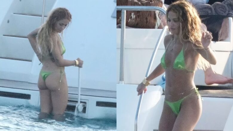 Rita Ora shfaq figurën e saj të mrekullueshme me bikini të gjelbra, teksa shijon një ditë në jaht me bashkëshortin Taika Waititi