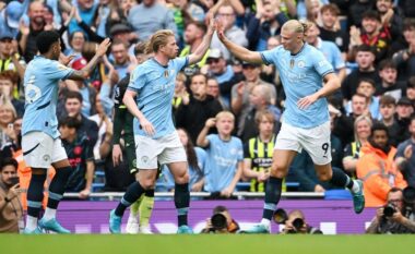 Haaland i pandalshëm, shënon dy gola për t’i dhuruar tri pikë të reja Manchester Cityt