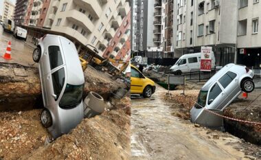 Vetura bie në gropën e punimeve në rrugën “Hajrullah Zymi” në Fushë Kosovë