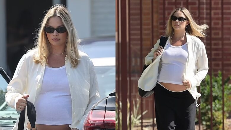 Margot Robbie duket tejet e lezetshme, teksa ekspozon barkun e saj në rritje në Los Angeles