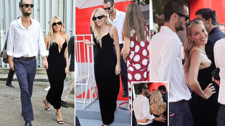 Sienna Miller merr pjesë në ditët e fundit të Festivalit të Filmit në Venecia, duket tërheqëse me fustan të zi