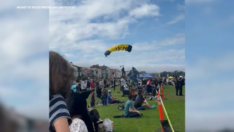 Parashutisti i marinës amerikane ia huq vendit të zbritjes, përfundon mbi turmën në San Francisko