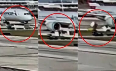 Momenti kur motori i një Boeing në Çikago “përpin” veturën që transportonte valixhet