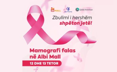 Ekzaminime falas për kancerin e gjirit në Albi Mall më 12 dhe 13 tetor