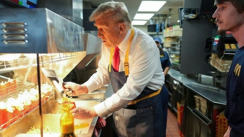 Trump shërbeu patate të skuqura në McDonald’s – “klientët” u kontrolluan paraprakisht nga Shërbimi Sekret i SHBA-së