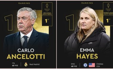 Carlo Ancelotti dhe Emma Hayes, fitojnë çmimet për trajnerët e vitit në dy kategoritë