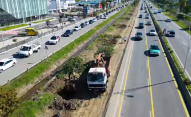 Vazhdon puna për  zgjerimin e autostradës Tiranë-Durrës, pemët zhvendosen në Parkun e Liqenit