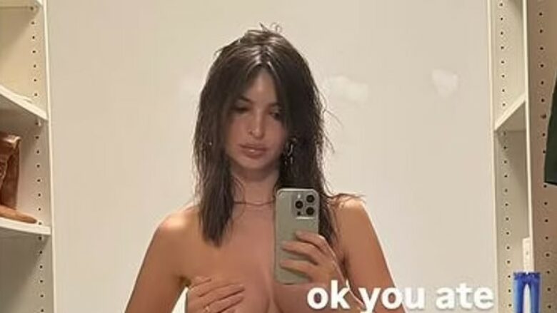 Emily Ratajkowski ndan një selfie ‘topless’ të bërë në dollapin e saj ku ruan mbi 100 palë këpucë