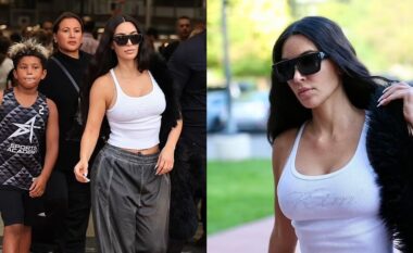 Kim Kardashian bën një paraqitje sportive, teksa ndjek lojën e basketbollit të djalit të saj Saint