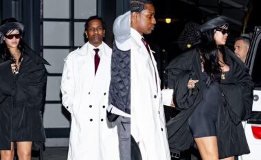 Rihanna plot stil në të zeza, ndërsa del me ASAP Rocky në New York