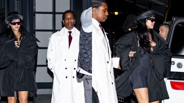 Rihanna plot stil në të zeza, ndërsa del me ASAP Rocky në New York