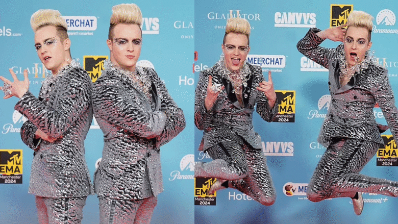 Jedward ndriçojnë tapetin e kuq të MTV EMA me kostume shkëlqyese