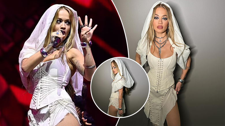 Rita Ora shkëlqen me dukjen në të bardha, gjersa performon në 'HITS Radio Live' në Manchester