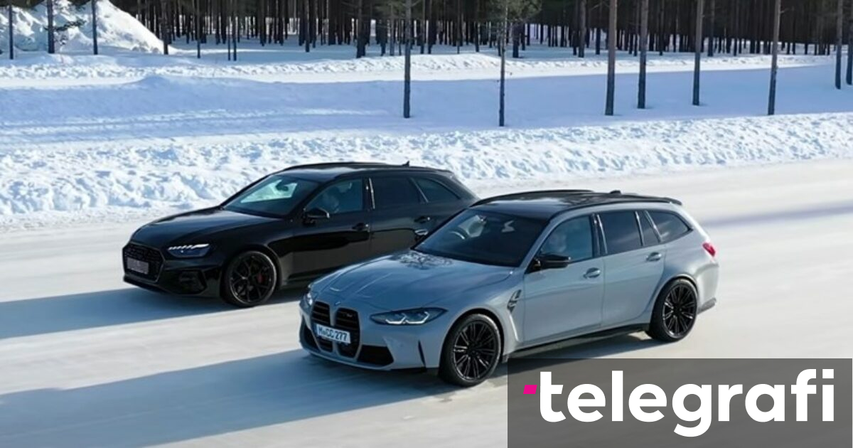 Winter test of powerful caravans Audi RS4 Avant vs BMW M3 Touring