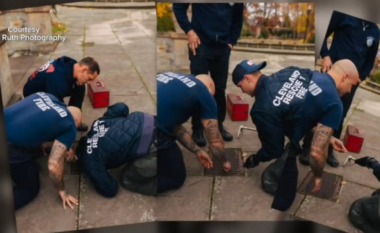 Po bënin fotot e fejesës kur unaza iu ra në kanalizim – zjarrfikësit ndihmojnë çiftin