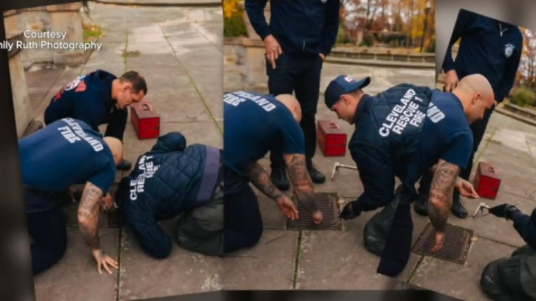 Po bënin fotot e fejesës kur unaza iu ra në kanalizim – zjarrfikësit ndihmojnë çiftin