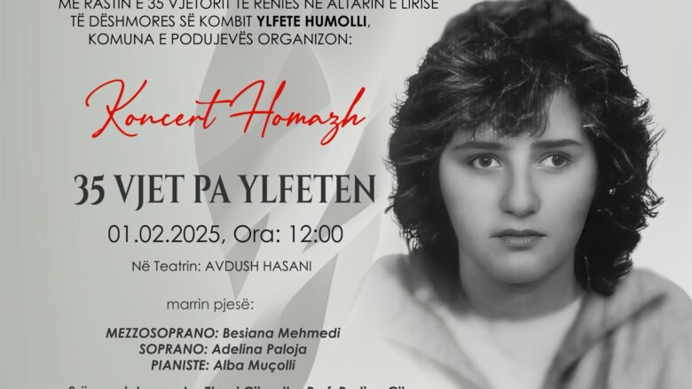 Komuna e Podujevës organizon koncert/homazh për dëshmoren Ylfete Humolli