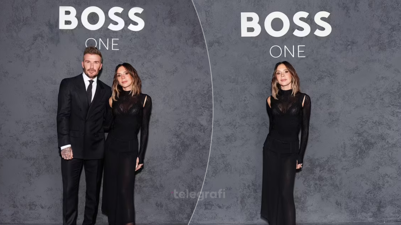 Victoria Beckham shkëlqen me një pamje elegante, teksa mbështet bashkëshortin David në eventin e lançimit të BOSS