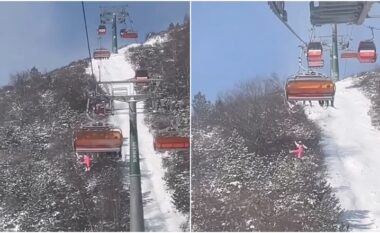 Momenti kur një fëmijë “mbeti i varur në një ski-lift” përpara se të bie rreth 12 metra poshtë