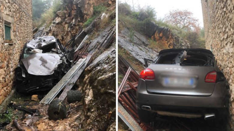 Makina del nga rruga e “Kishës së Laçit” dhe ‘fluturon’ pranë një banese