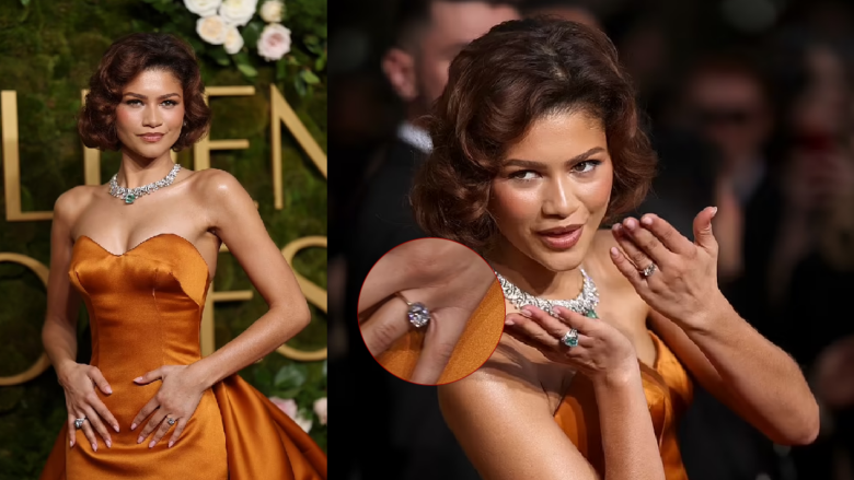 Zendaya ndez thashethemet për fejesën në ‘Golden Globes’ 2025 me unazë diamanti dhe tatuazh të vogël