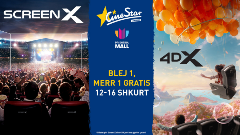 Ofertë ekskluzive 1+1 në formatet premium ScreenX dhe 4DX nga 12-16 shkurt!