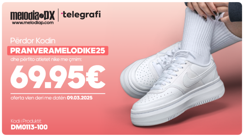 Marrëveshje: Melodia Px dhe Telegrafi Deals janë dakordu që atletet Nike për femra ti ofrojnë për vetëm 69.95€, deri më 09 mars!