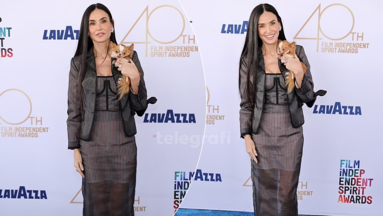 Demi Moore merr me vete qenushin i saj në Independent Spirit Awards 2025