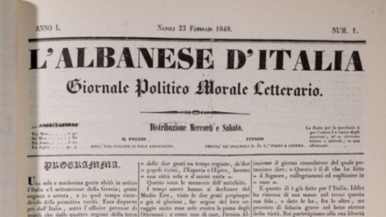 Para 177 viteve doli gazeta e parë shqiptare ​“L’albanese d’Italia”