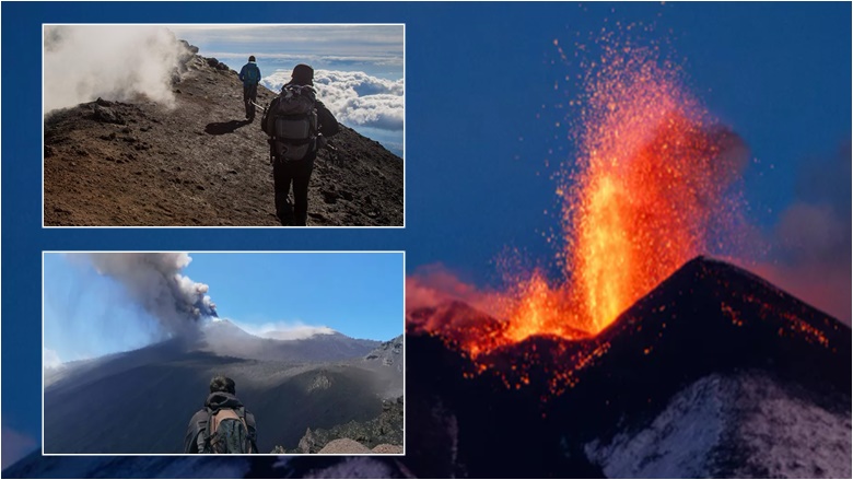 Mijëra alpinistë ngjiten në malin Etna të Sicilisë për të parë shpërthimin e fundit të vullkanit