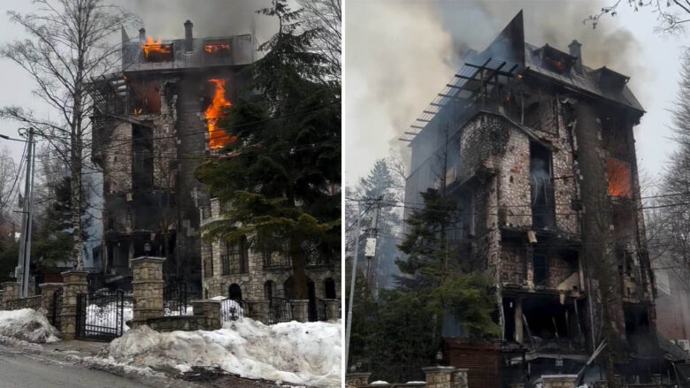 Pamje të reja nga zjarri që përfshiu hotelin në Brezovicë