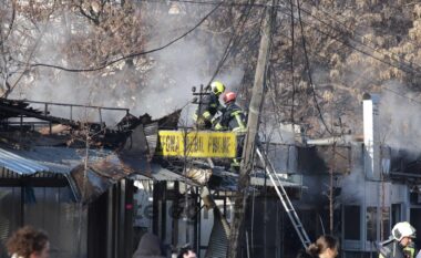 Zjarri në 6 lokale te Tregu i Gjelbër në Prishtinë, pamje nga vendi i ngjarjes