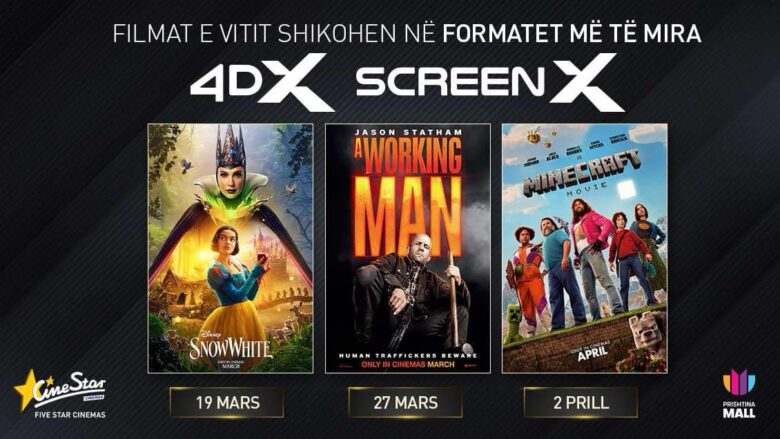 Snow White, Working Man dhe Minecraft Movie janë më të mirë në 4DX dhe SCREENX