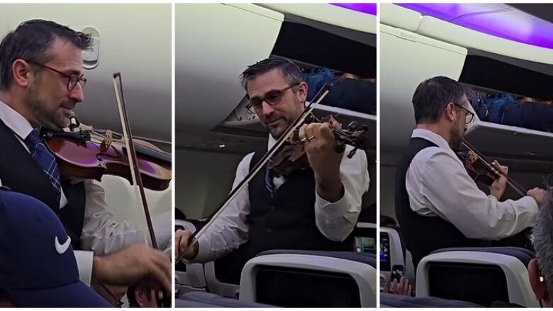 Veprim ‘i ëmbël’ i anëtarit të ekuipazhit të United Airlines, argëton pasagjerët derisa luan me violinë